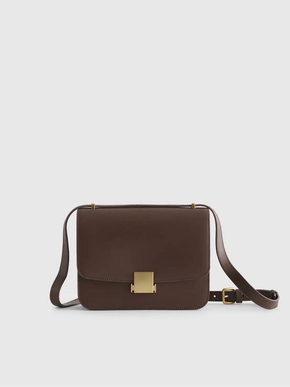 Quince Brown Leather Crossbody with Gold-Tone Hardware - Picture 1 of 6